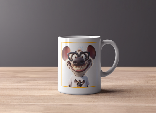 Funny Cartoon "Cheesy Grin" Hyena Mug