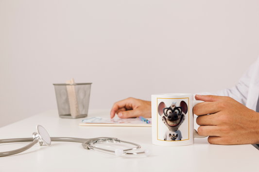 Funny Cartoon "Cheesy Grin" Hyena Mug